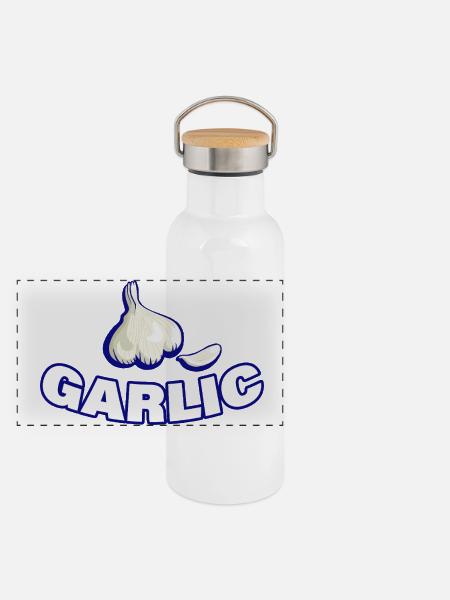 GARLIC - Panorama Thermosflasche mit Bambusdeckel - Weiß