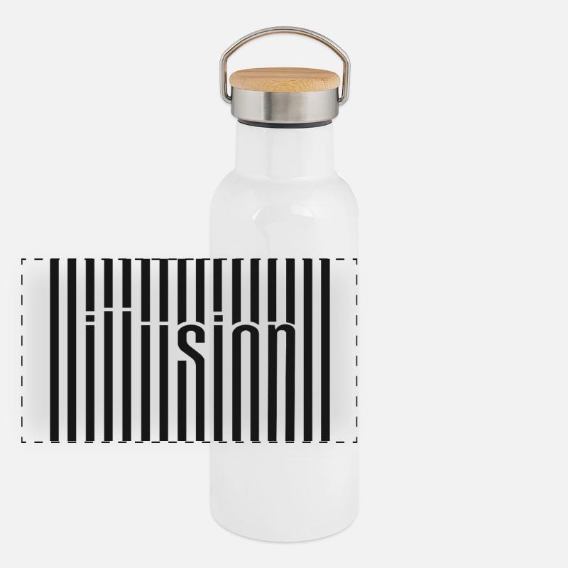 Illusion Barcode Text Art Panoramic Thermal Bottle with Bamboo Lid