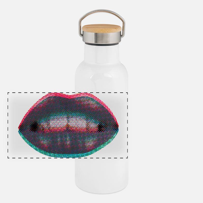 Dotted neon lips Panoramic Thermal Bottle with Bamboo Lid