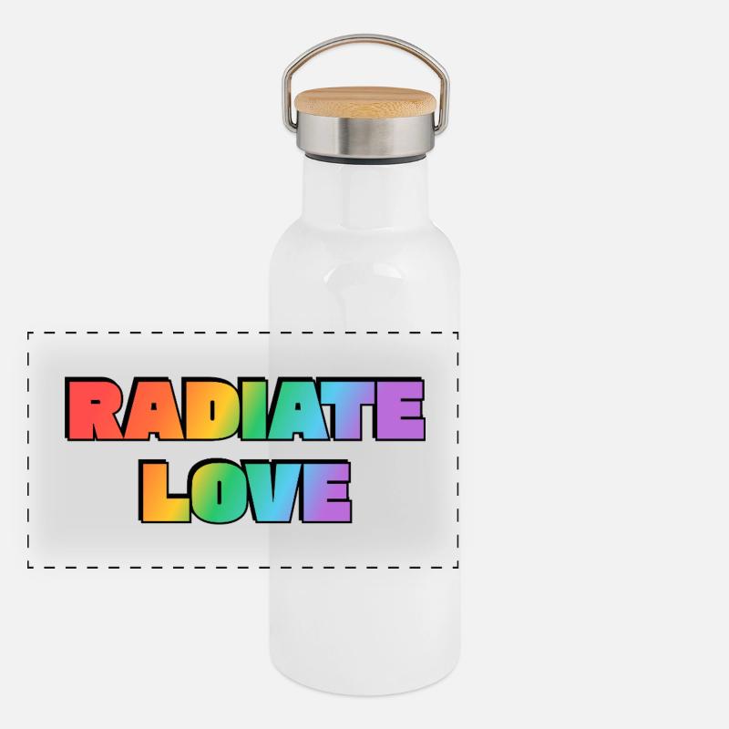 Strahlen Sie Liebe Regenbogen aus Panorama Thermosflasche mit Bambusdeckel