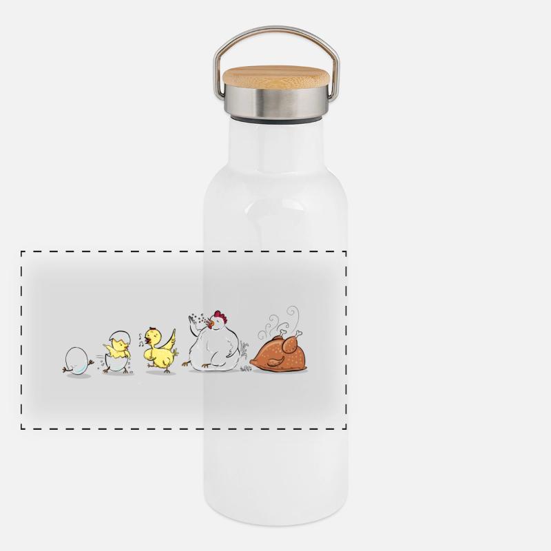 Evolution Of Chicken Panorama Thermosflasche mit Bambusdeckel