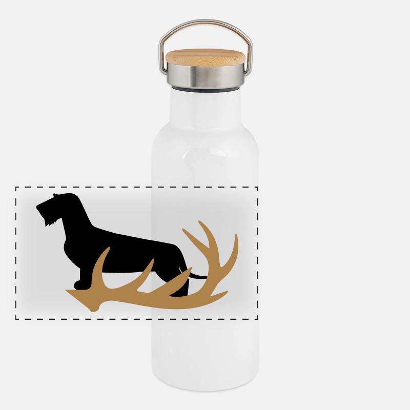 Rauhaardackel avec ramure Gourde isotherme avec bouchon en bambou