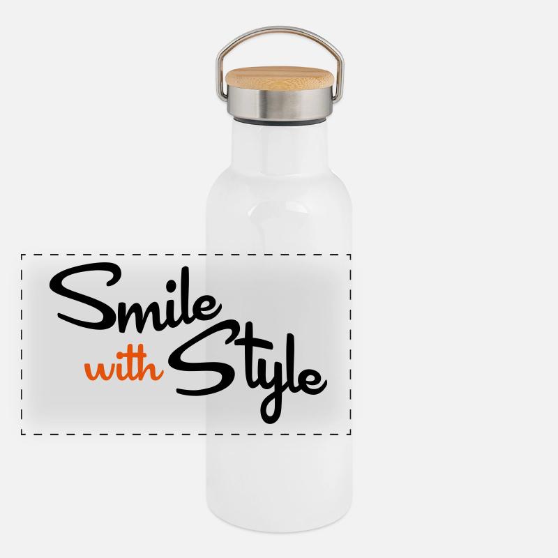 lustige Sprüche Panorama Thermosflasche mit Bambusdeckel