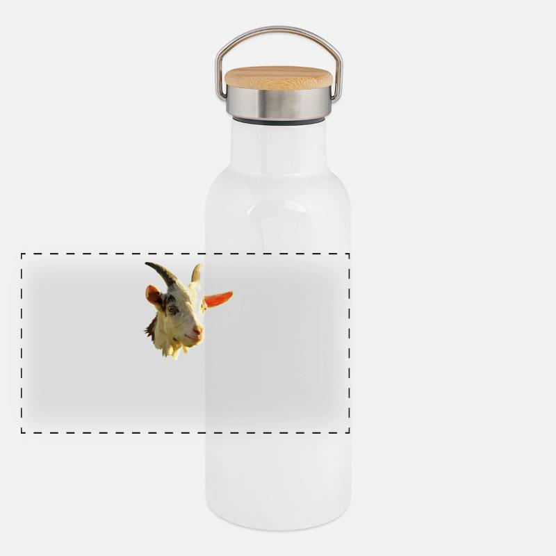 Bergziege Panorama Thermosflasche mit Bambusdeckel
