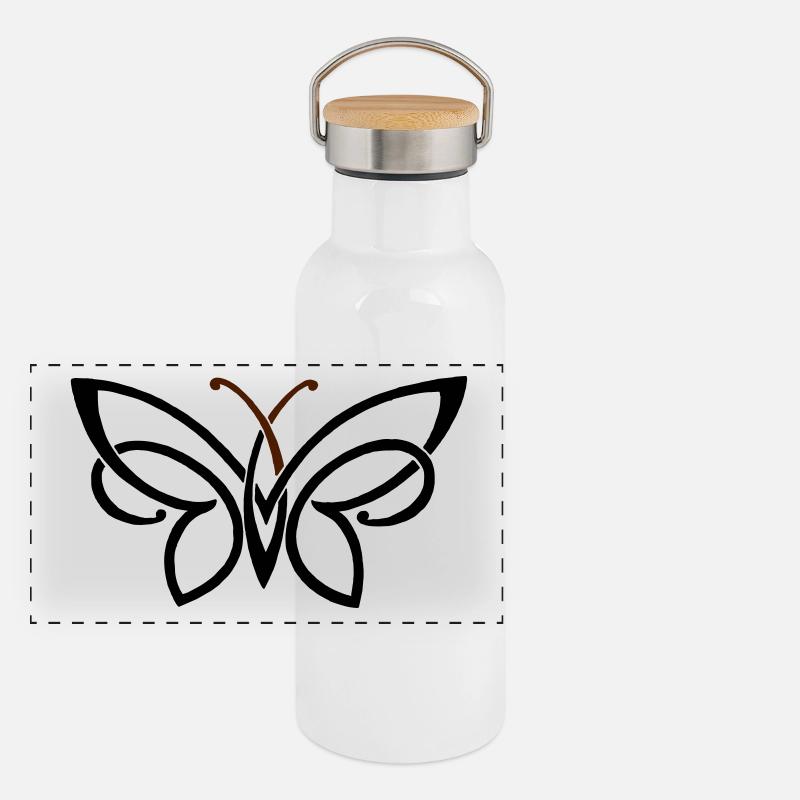 SCHMETTERLING Panorama Thermosflasche mit Bambusdeckel