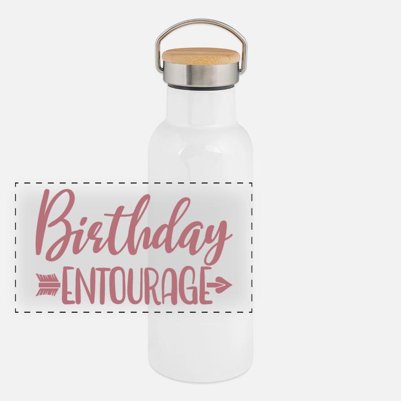 Geburtstags-Entourage Matching Group Geburtstagsfeier Panorama Thermosflasche mit Bambusdeckel