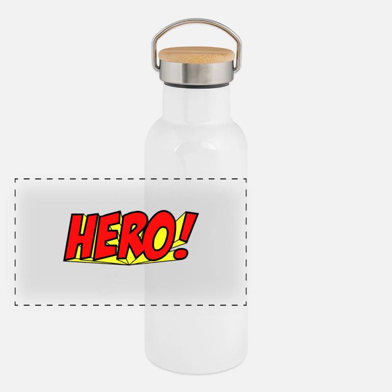Superhelden Comics Geschichte Illustration Panorama Thermosflasche mit Bambusdeckel