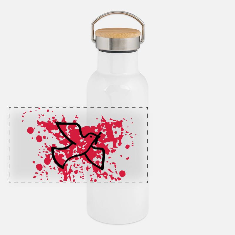 Colombe de la paix dans le sang Gourde isotherme avec bouchon en bambou