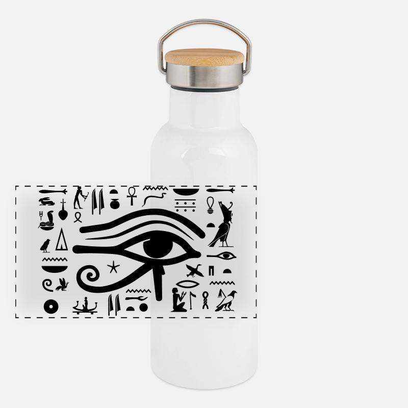 HORUS hieroglyphs Panoramic Thermal Bottle with Bamboo Lid