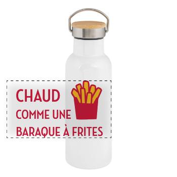 sexe / drague / seduction / fête / sexy / sex - Gourde isotherme avec bouchon en bambou - blanc - Devant