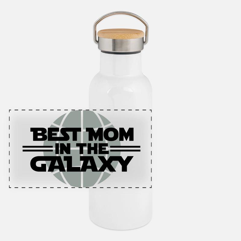Best Mom In The Galaxy Panorama Thermosflasche mit Bambusdeckel