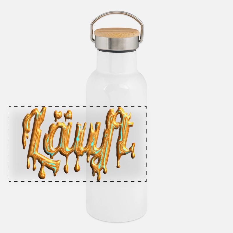 Dekorativer Text Panorama Thermosflasche mit Bambusdeckel