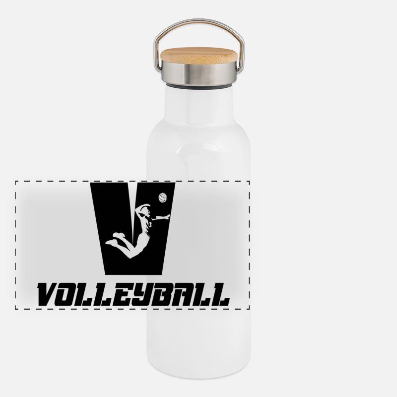 Volley-ball Gourde isotherme avec bouchon en bambou