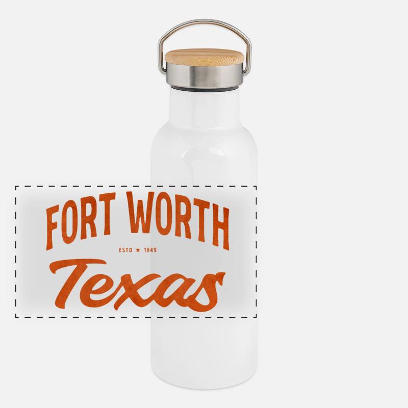 Écriture texane de Fort Worth Gourde isotherme avec bouchon en bambou