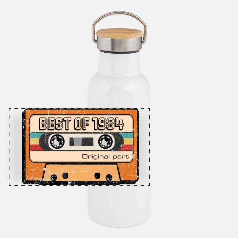 Le meilleur de 1984 Cassette rétro Gourde isotherme avec bouchon en bambou