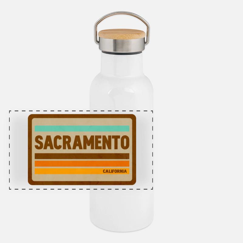 Bouclier de licence rétro de Sacramento Gourde isotherme avec bouchon en bambou