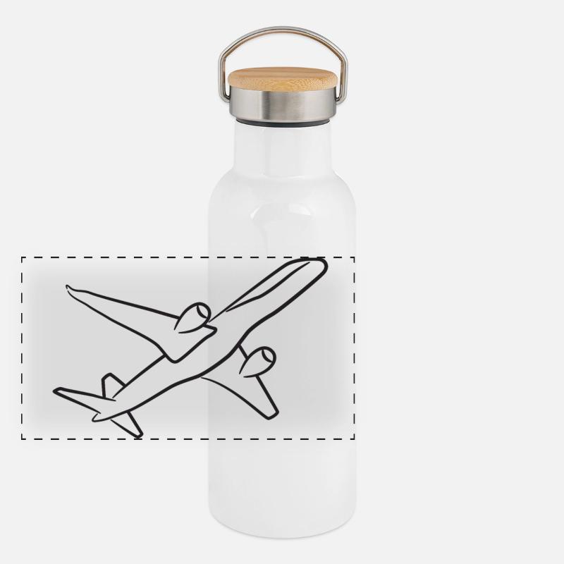 Flugzeug Panorama Thermosflasche mit Bambusdeckel