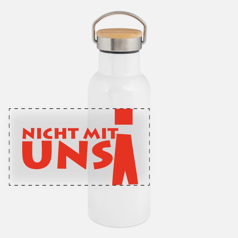 nicht mit uns! Panorama Thermosflasche mit Bambusdeckel
