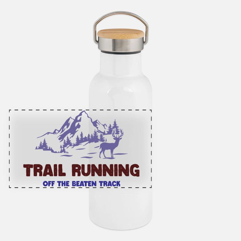 Trailrunning - abseits der ausgetretenen Pfade Panorama Thermosflasche mit Bambusdeckel