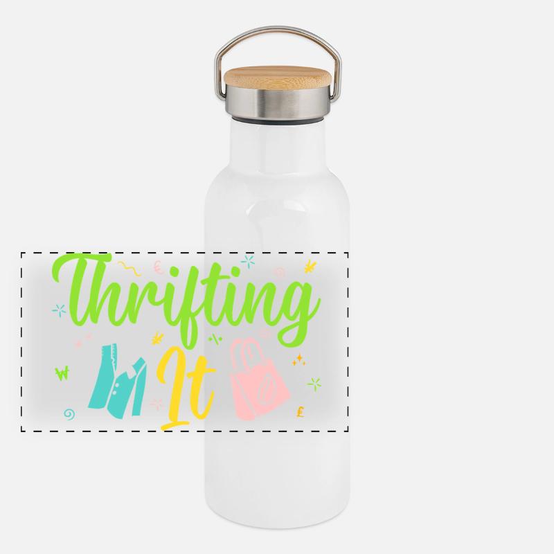 Perift Shopper Thrifting It Friperie Gourde isotherme avec bouchon en bambou