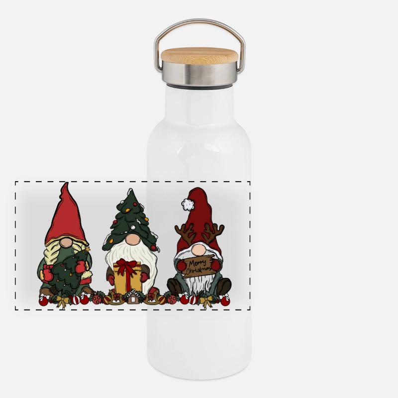 Wichtel Weihnachten  Panorama Thermosflasche mit Bambusdeckel