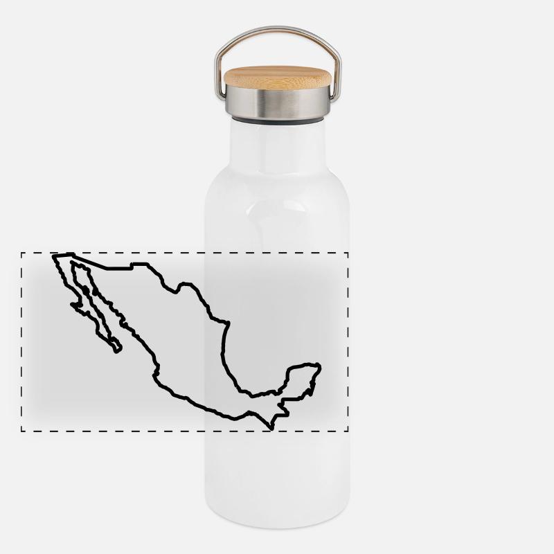Mexiko Umriss Panorama Thermosflasche mit Bambusdeckel