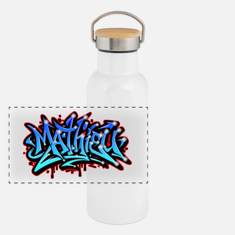 Mathieu Graffiti Neon Printable on Textile Panoramic Thermal Bottle with Bamboo Lid