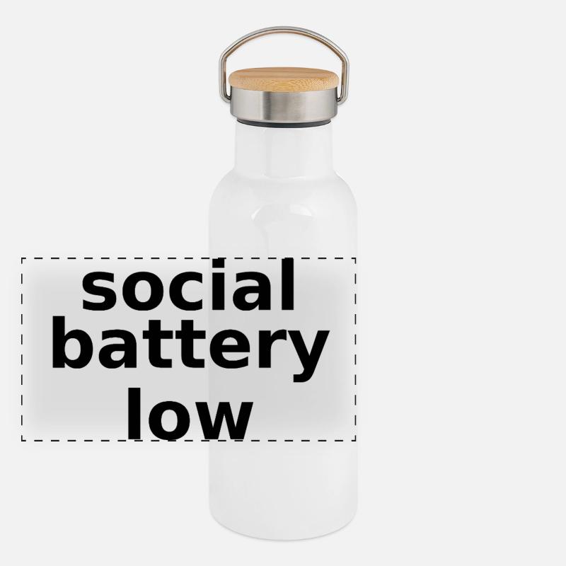social battery low – Lowercase Stacked Typographic Panoramic Thermal Bottle with Bamboo Lid