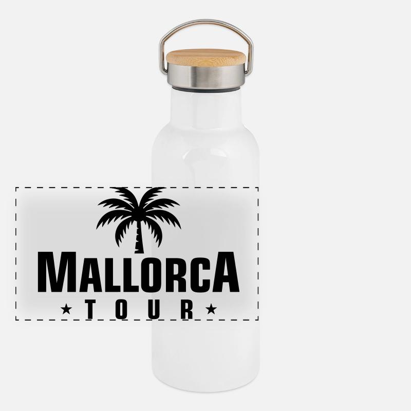 Mallorca Tour Panorama Thermosflasche mit Bambusdeckel