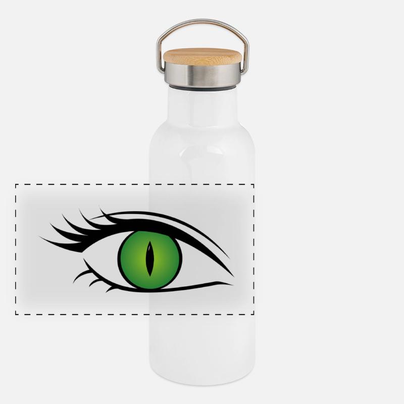 Oeil de Chat Vert Gourde isotherme avec bouchon en bambou
