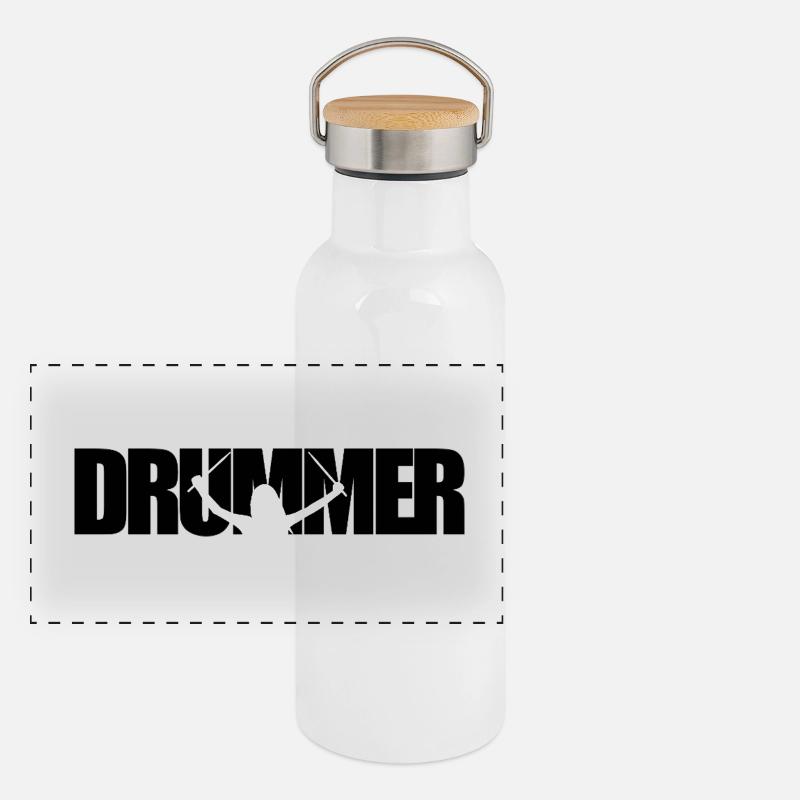 Drummer Hero - Panoramic Thermal Bottle with Bamboo Lid - white