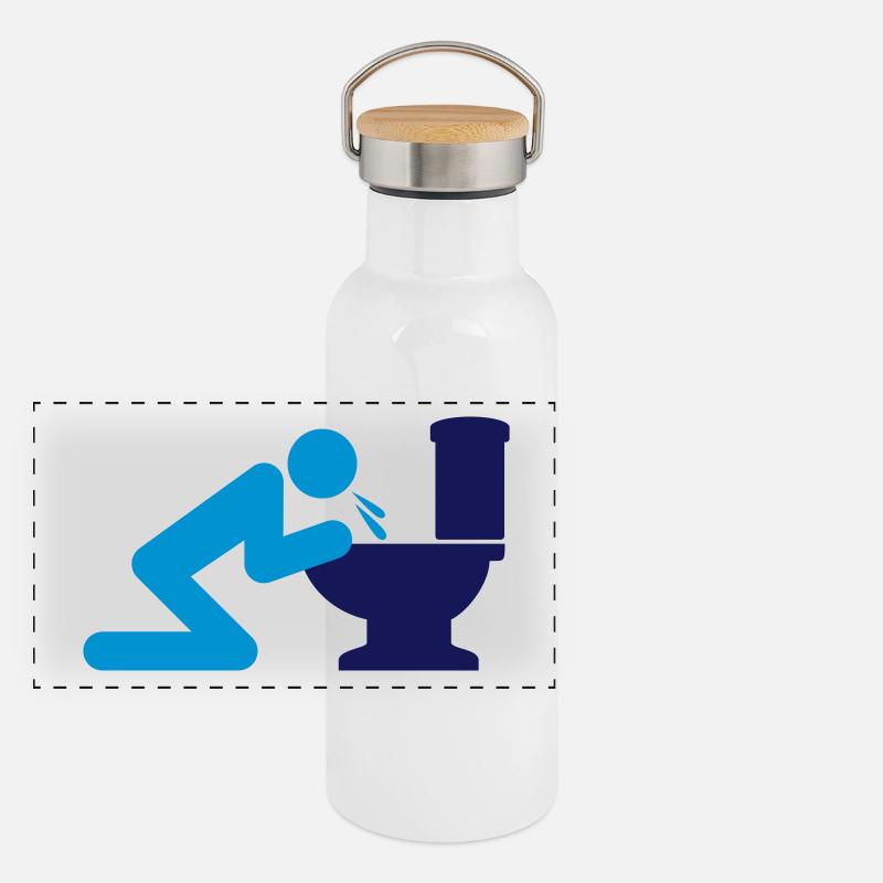 Man vomir dans les toilettes Gourde isotherme avec bouchon en bambou
