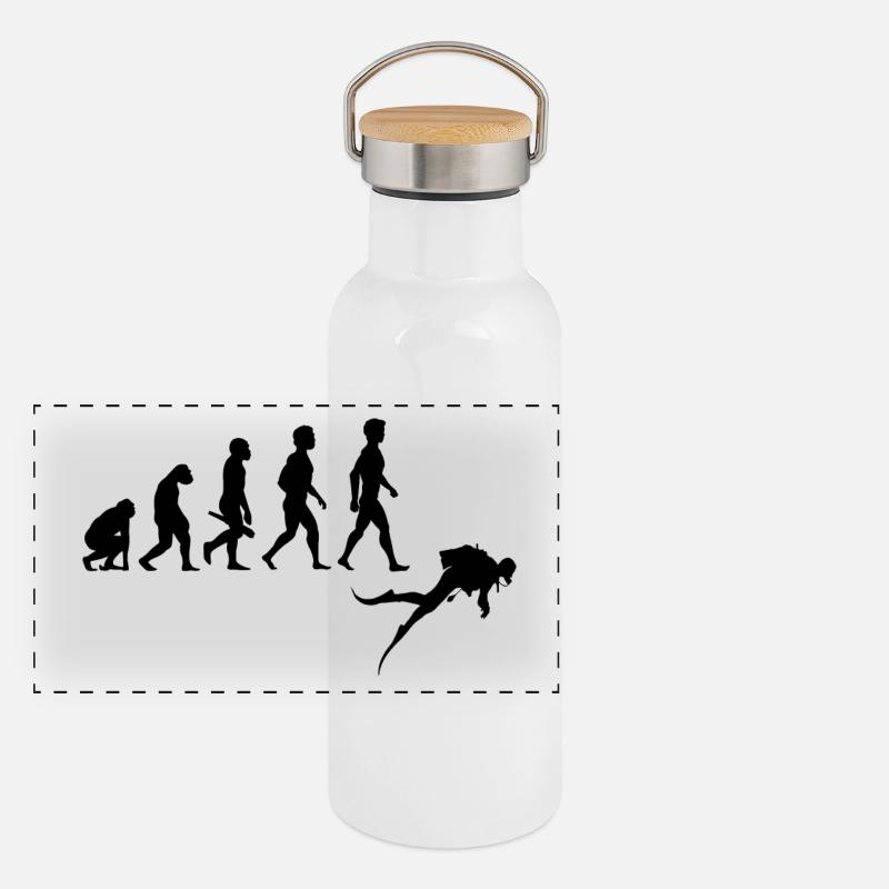 taucher tauchen diver diving unterwasser evolution Panorama Thermosflasche mit Bambusdeckel
