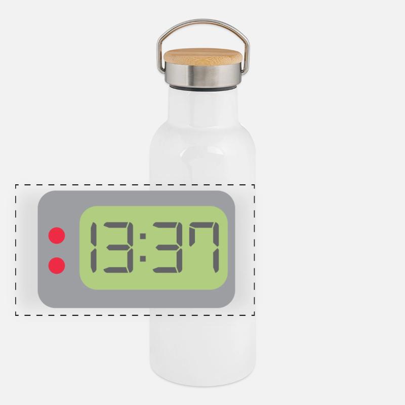 Uhr 1337 Panorama Thermosflasche mit Bambusdeckel