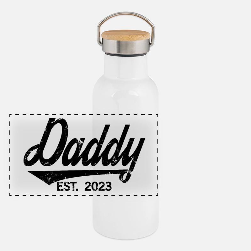 Daddy Est. 2023, Dad To Be, Schwangerschaftsankündigung Panorama Thermosflasche mit Bambusdeckel