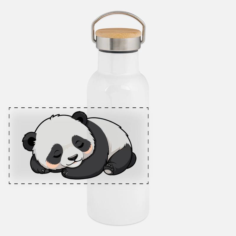 Sleeping Panda - Animal Design Panorama Thermosflasche mit Bambusdeckel