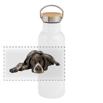Pointer Deutsch Kurzhaar - Panorama Thermosflasche mit Bambusdeckel - Weiß - Vorne