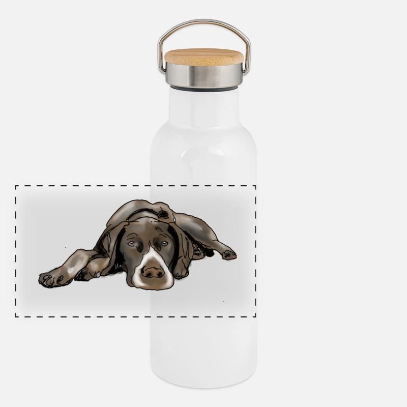 Pointer Deutsch Kurzhaar Panorama Thermosflasche mit Bambusdeckel