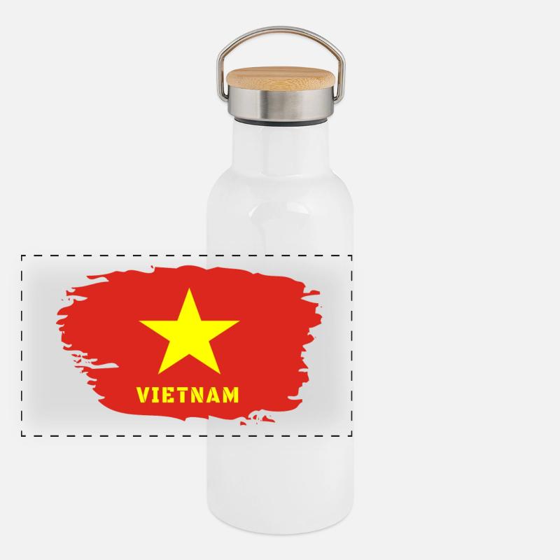 Vietnam drapeau / Cadeau Hanoi Asie Asie du Sud-Est Gourde isotherme avec bouchon en bambou