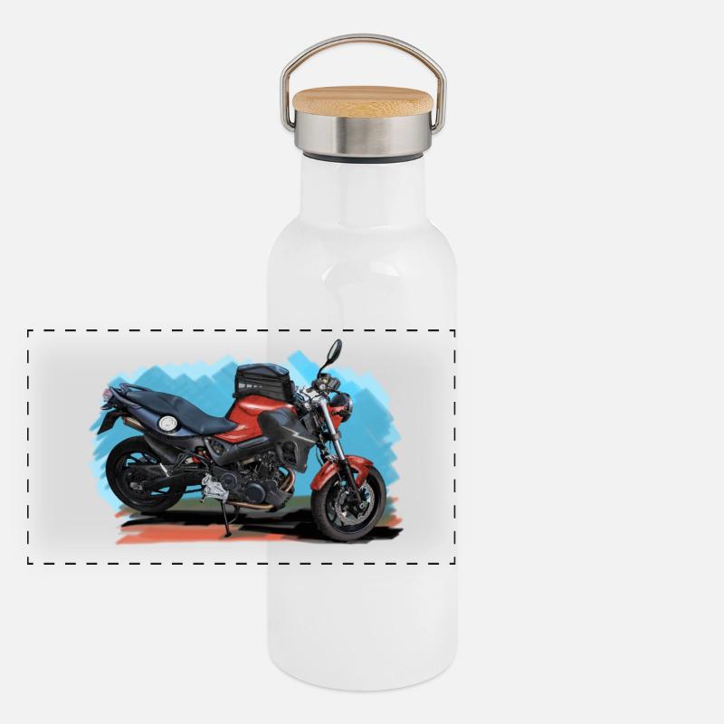 Motorcycle Panoramic Thermal Bottle with Bamboo Lid