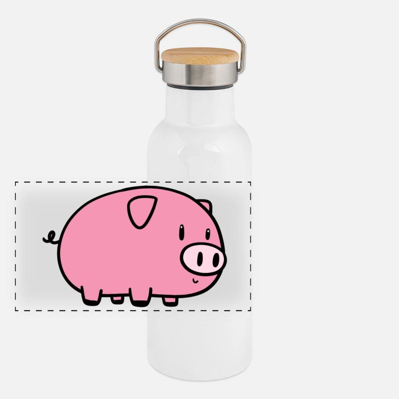 Petit cochon Gourde isotherme avec bouchon en bambou