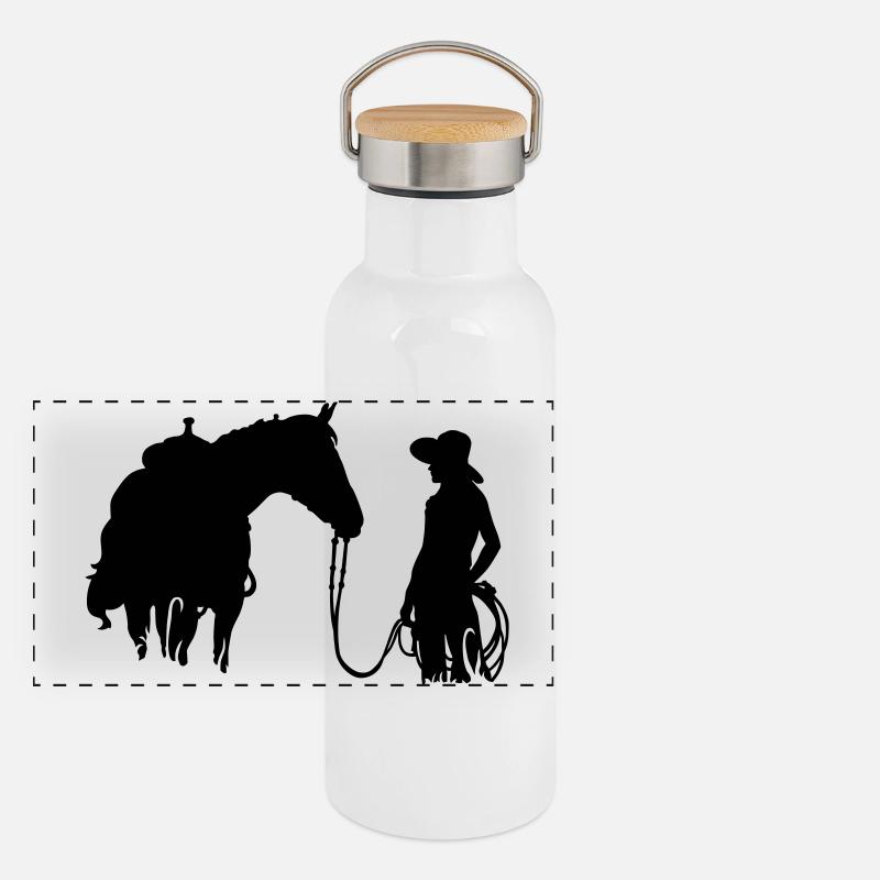 cheval et femme Gourde isotherme avec bouchon en bambou