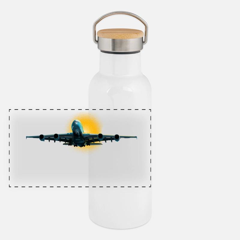Größte Passagierflugzeug Panorama Thermosflasche mit Bambusdeckel