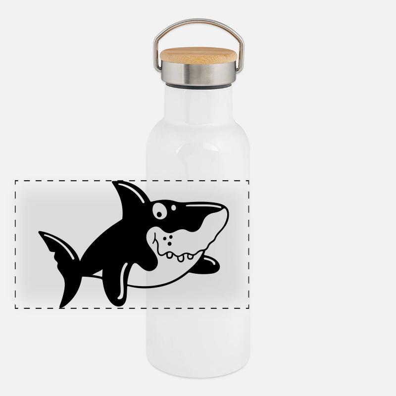 Requin comique Gourde isotherme avec bouchon en bambou