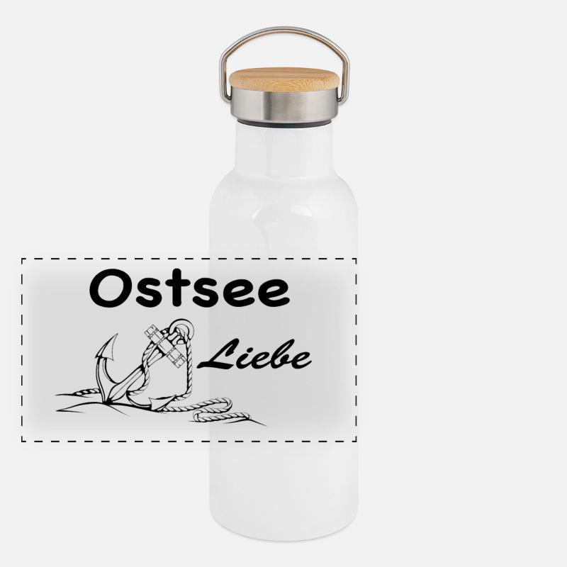Ostsee Liebe Panorama Thermosflasche mit Bambusdeckel