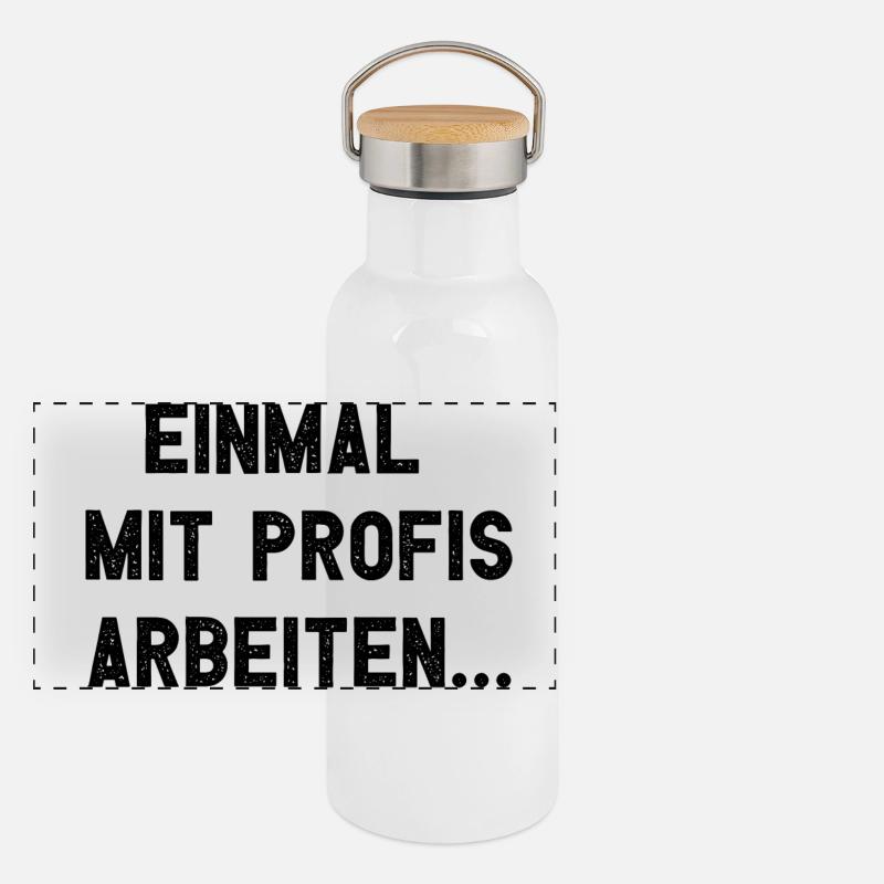 Einmal Mit Profis Arbeiten Panorama Thermosflasche mit Bambusdeckel