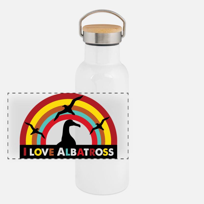 Ich liebe Albatros Panorama Thermosflasche mit Bambusdeckel