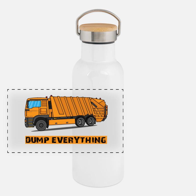 Müllauto Müllwagen Berufe Müllmann Müllabfuhr Panorama Thermosflasche mit Bambusdeckel