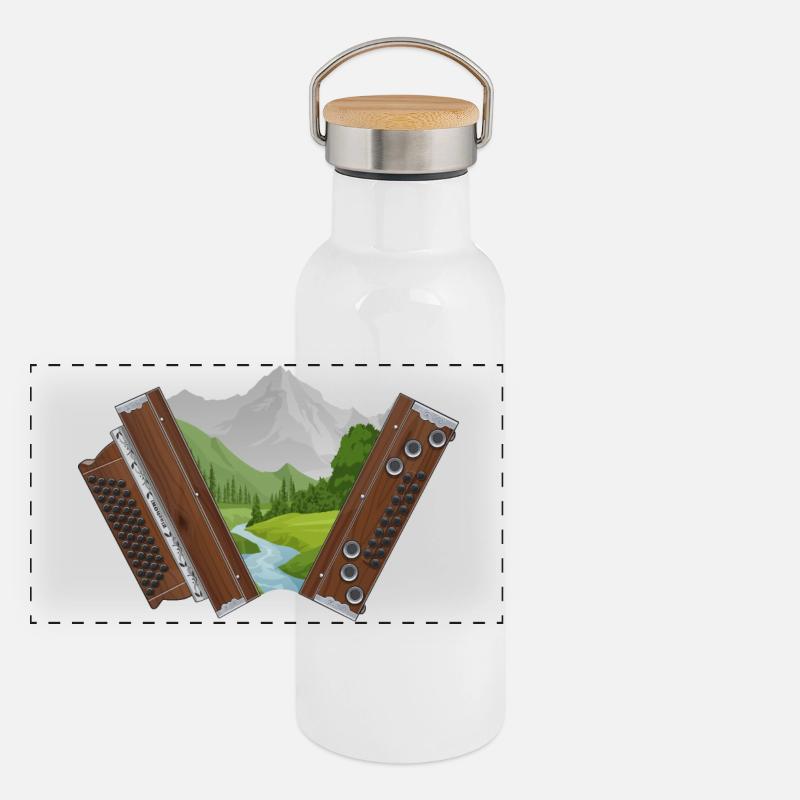 Steirische Harmonika Gebirgsbach | Ziach ON! Panorama Thermosflasche mit Bambusdeckel