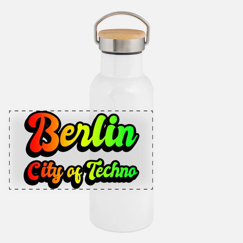 Berlin, ville arc-en-ciel de la techno Gourde isotherme avec bouchon en bambou